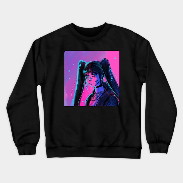 Cyberpunk Color Pop Girl Crewneck Sweatshirt by Etqtay